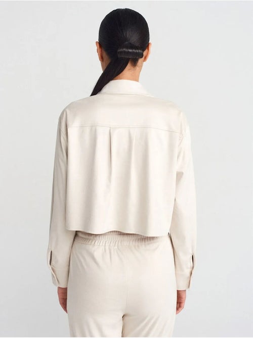 DILVIN Chemise Courte Femme En Suédine À Boutons - Kiabi DILVIN Chemise Courte Femme En Suédine À Boutons - Kiabi