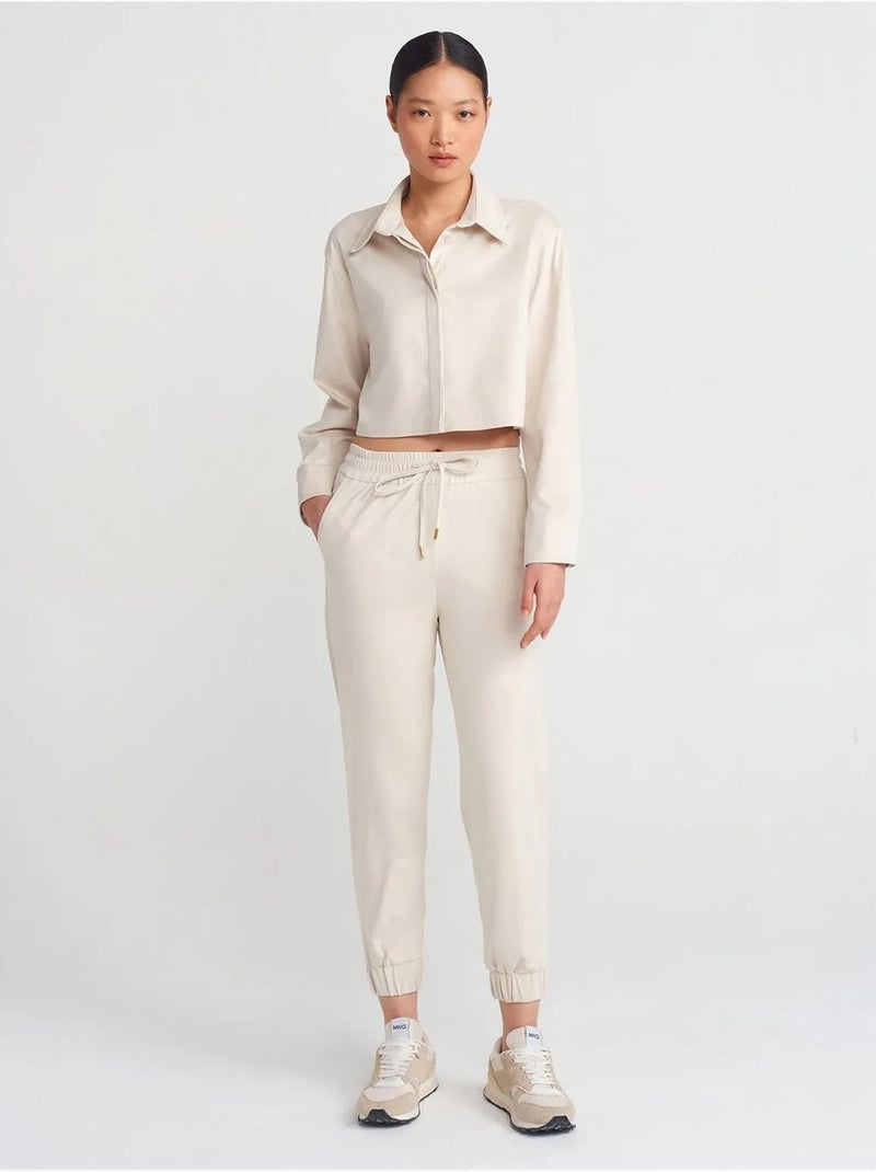 DILVIN Chemise Courte Femme En Suédine À Boutons Crème - Kiabi