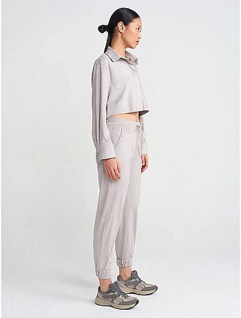 DILVIN Chemise Courte Femme En Suédine À Boutons