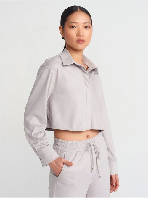 DILVIN Chemise Courte Femme En Suédine À Boutons - Kiabi DILVIN Chemise Courte Femme En Suédine À Boutons - Kiabi