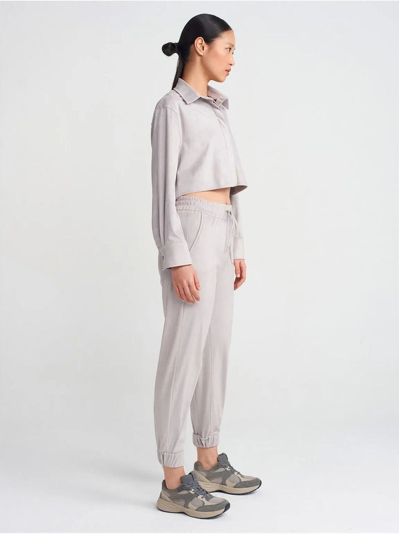 DILVIN Chemise Courte Femme En Suédine À Boutons Gris clair - Kiabi