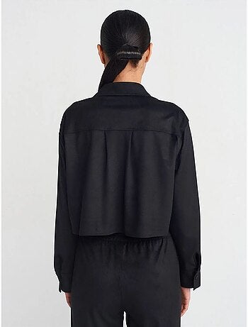 DILVIN Chemise Courte Femme En Suédine À Boutons