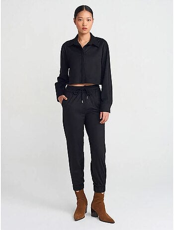 DILVIN Chemise Courte Femme En Suédine À Boutons