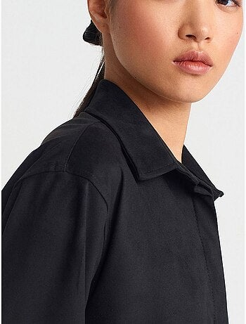 DILVIN Chemise Courte Femme En Suédine À Boutons