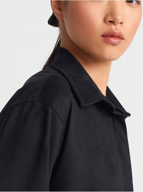 DILVIN Chemise Courte Femme En Suédine À Boutons - Kiabi DILVIN Chemise Courte Femme En Suédine À Boutons - Kiabi