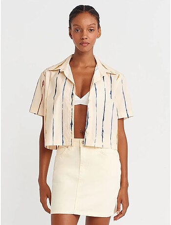 DILVIN Chemise Courte Rayée Femme