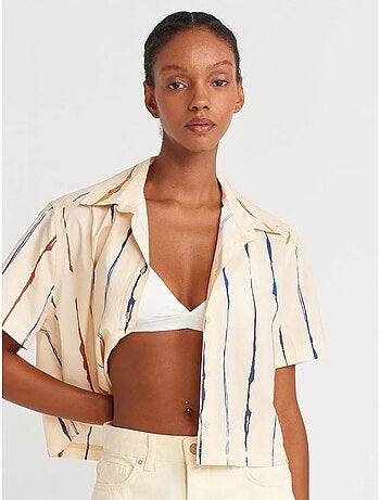 DILVIN Chemise Courte Rayée Femme