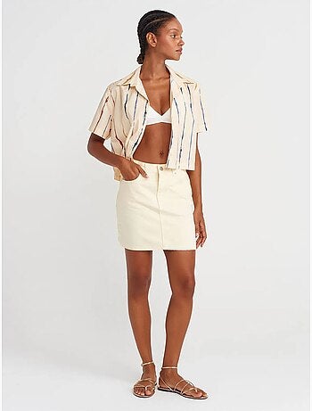 DILVIN Chemise Courte Rayée Femme
