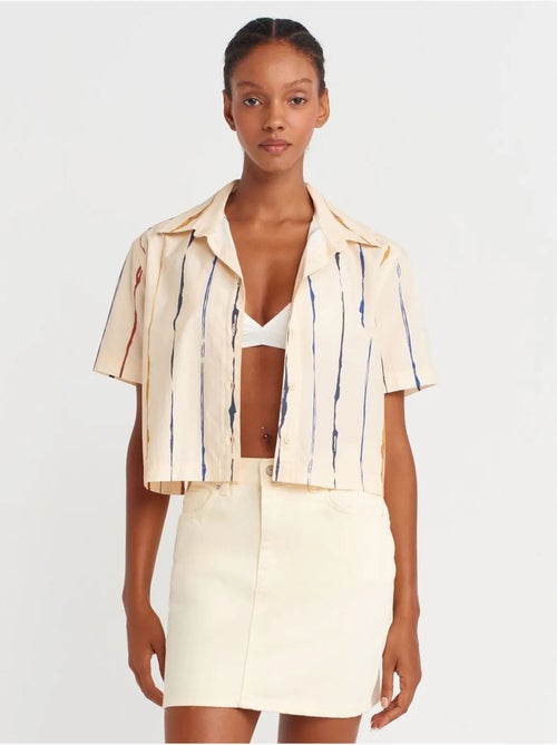 DILVIN Chemise Courte Rayée Femme - Kiabi DILVIN Chemise Courte Rayée Femme - Kiabi