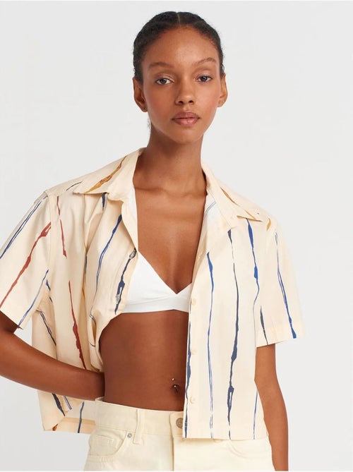 DILVIN Chemise Courte Rayée Femme - Kiabi DILVIN Chemise Courte Rayée Femme - Kiabi