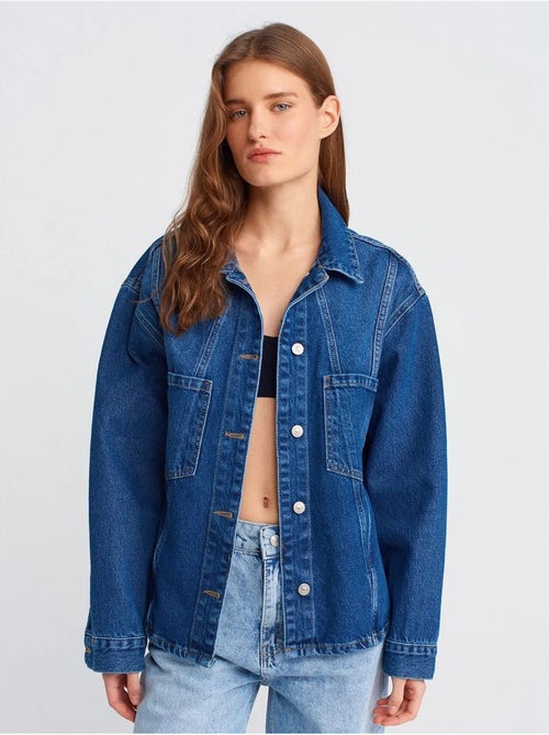 DILVIN Chemise En Denim Ample En Coton - Kiabi DILVIN Chemise En Denim Ample En Coton - Kiabi