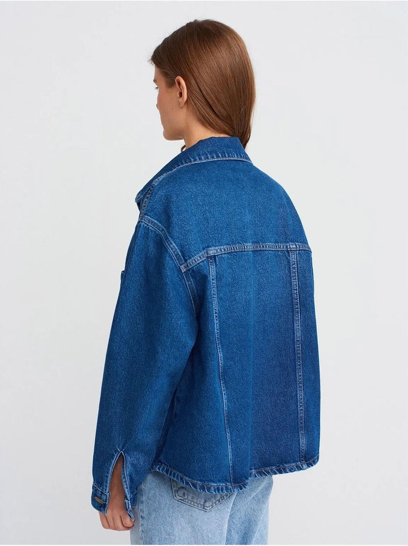 DILVIN Chemise En Denim Ample En Coton Bleu roi - Kiabi