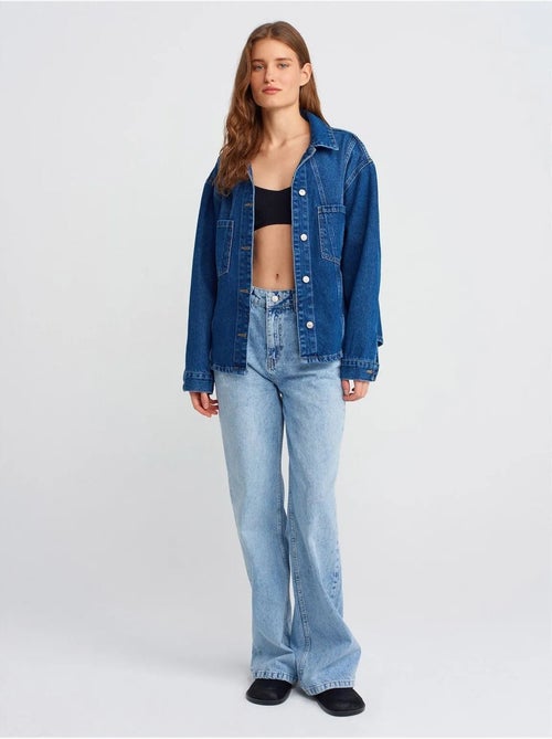 DILVIN Chemise En Denim Ample En Coton - Kiabi DILVIN Chemise En Denim Ample En Coton - Kiabi