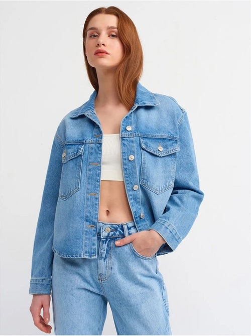 DILVIN Chemise En Denim De Coton Pour Femme - Kiabi DILVIN Chemise En Denim De Coton Pour Femme - Kiabi