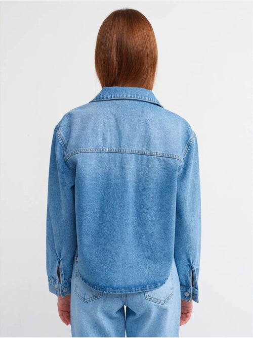 DILVIN Chemise En Denim De Coton Pour Femme - Kiabi DILVIN Chemise En Denim De Coton Pour Femme - Kiabi