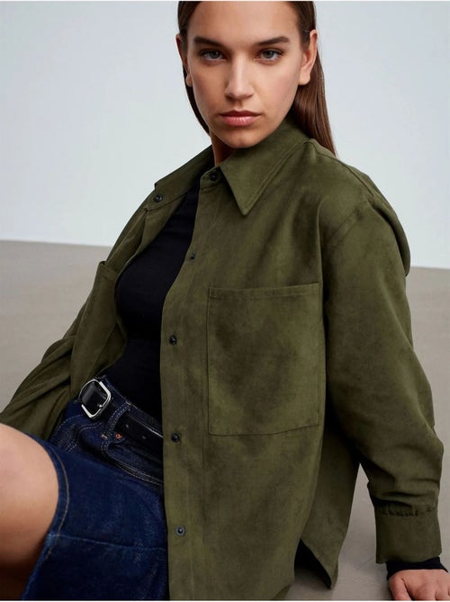 DILVIN Chemise Femme Ample En Suédine - Kiabi DILVIN Chemise Femme Ample En Suédine - Kiabi