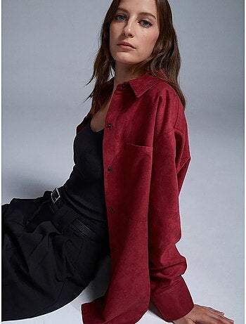 DILVIN Chemise Femme Ample En Suédine