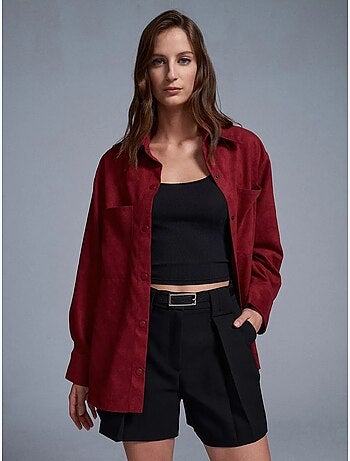 DILVIN Chemise Femme Ample En Suédine
