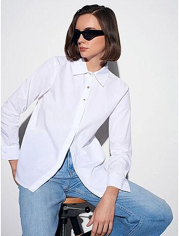 DILVIN Chemise Femme En Popeline De Coton À Boutons