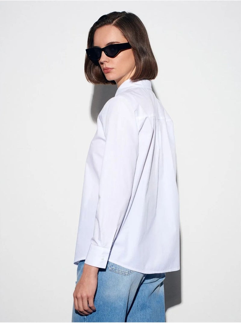 DILVIN Chemise Femme En Popeline De Coton À Boutons Blanc - Kiabi