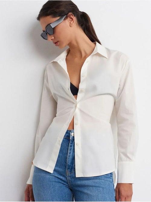 DILVIN Chemise Femme En Popeline De Coton Avec Lien - Kiabi DILVIN Chemise Femme En Popeline De Coton Avec Lien - Kiabi