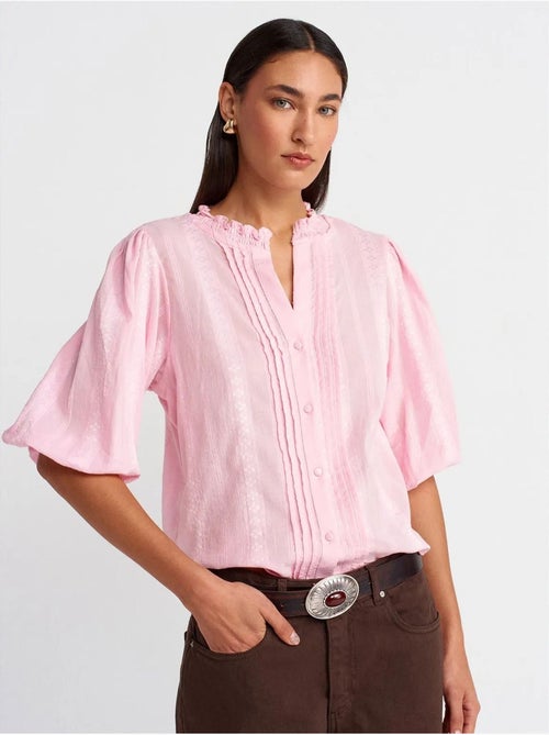 DILVIN Chemise Femme Unie À Col Mao, Tissée - Kiabi DILVIN Chemise Femme Unie À Col Mao, Tissée - Kiabi
