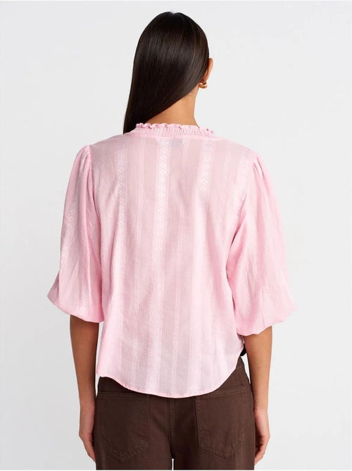 DILVIN Chemise Femme Unie À Col Mao, Tissée - Kiabi DILVIN Chemise Femme Unie À Col Mao, Tissée - Kiabi