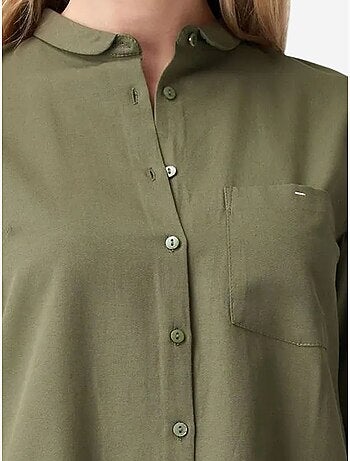 DILVIN Chemise Femme Unie En Popeline À Petit Col