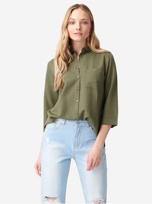 DILVIN Chemise Femme Unie En Popeline À Petit Col - Kiabi DILVIN Chemise Femme Unie En Popeline À Petit Col - Kiabi