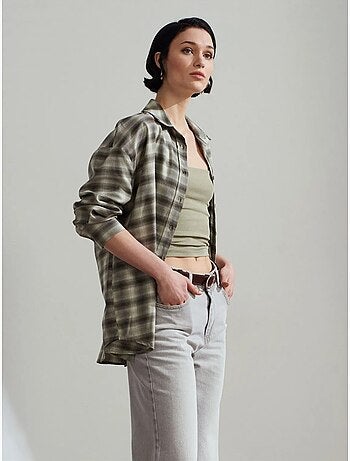 DILVIN Chemise Oversize À Carreaux Et Manches Longues