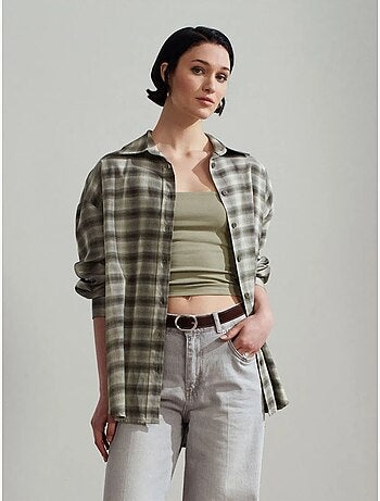 DILVIN Chemise Oversize À Carreaux Et Manches Longues