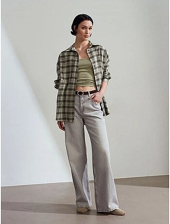 DILVIN Chemise Oversize À Carreaux Et Manches Longues