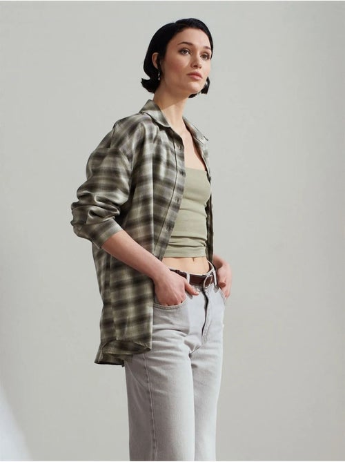 DILVIN Chemise Oversize À Carreaux Et Manches Longues - Kiabi DILVIN Chemise Oversize À Carreaux Et Manches Longues - Kiabi