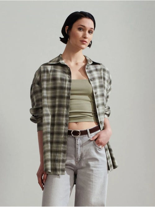 DILVIN Chemise Oversize À Carreaux Et Manches Longues - Kiabi DILVIN Chemise Oversize À Carreaux Et Manches Longues - Kiabi
