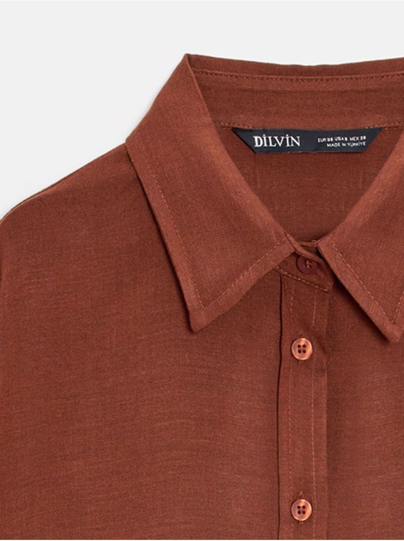 DILVIN Chemise Oversize En Crêpe À Boutons Terracotta - Kiabi