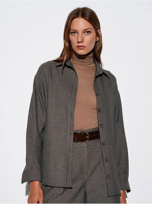 DILVIN Chemise Oversize Longue À Micro-motif - Kiabi DILVIN Chemise Oversize Longue À Micro-motif - Kiabi
