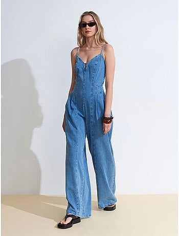 DILVIN Combinaison En Denim À Jambes Larges