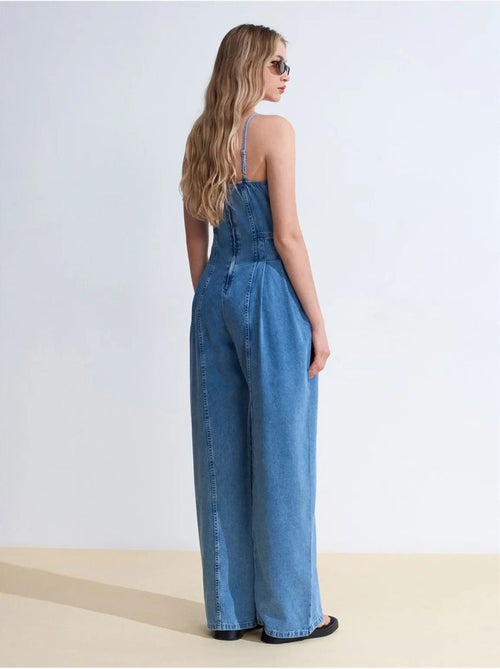 DILVIN Combinaison En Denim À Jambes Larges - Kiabi DILVIN Combinaison En Denim À Jambes Larges - Kiabi