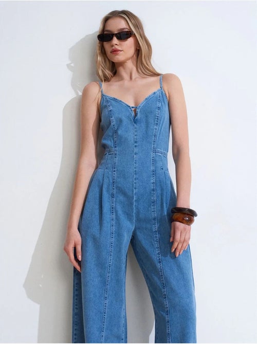 DILVIN Combinaison En Denim À Jambes Larges - Kiabi DILVIN Combinaison En Denim À Jambes Larges - Kiabi