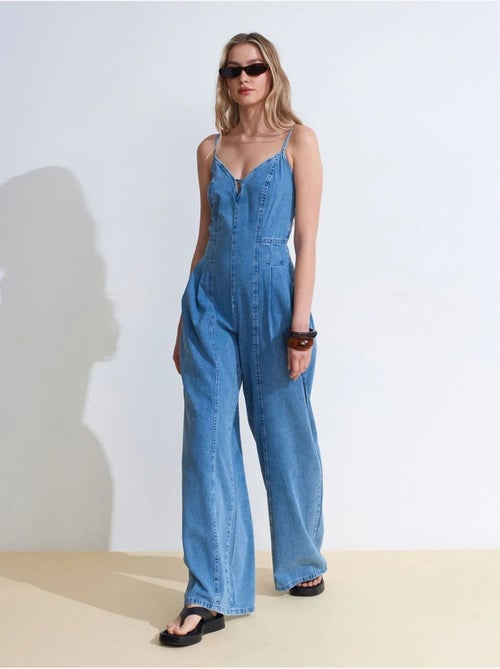 DILVIN Combinaison En Denim À Jambes Larges - Kiabi DILVIN Combinaison En Denim À Jambes Larges - Kiabi