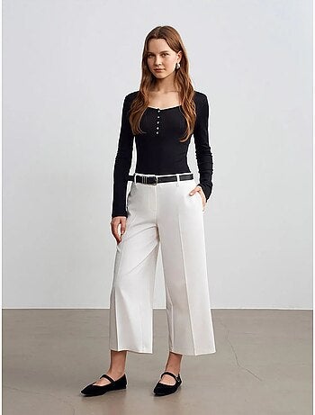 DILVIN Culotte En Crêpe À Taille Haute Et Ceinture