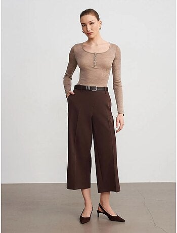 DILVIN Culotte En Crêpe À Taille Haute Et Ceinture