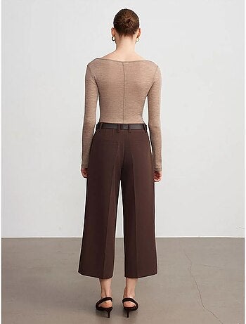 DILVIN Culotte En Crêpe À Taille Haute Et Ceinture