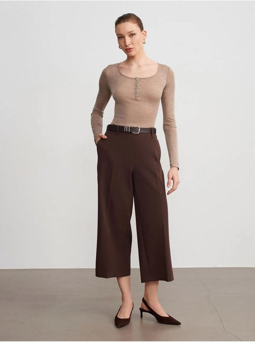 DILVIN Culotte En Crêpe À Taille Haute Et Ceinture - Kiabi