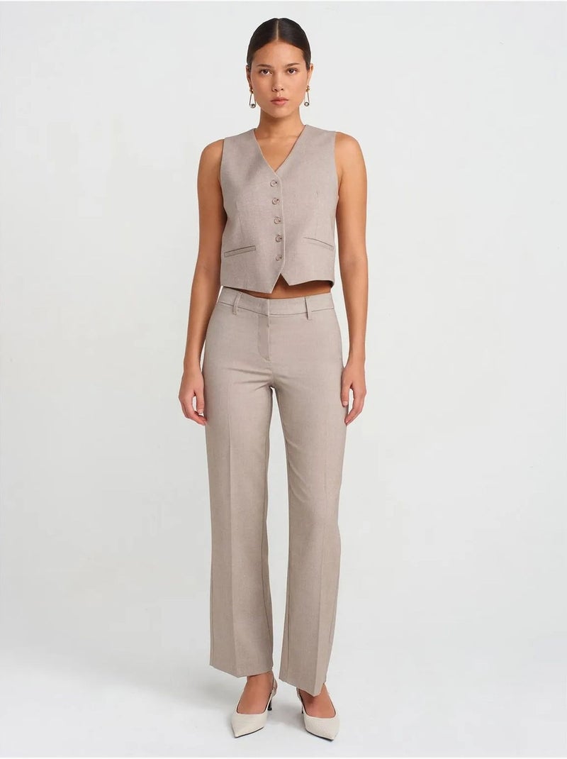 Dilvin gilet court ceinturé à col v Beige argile - Kiabi