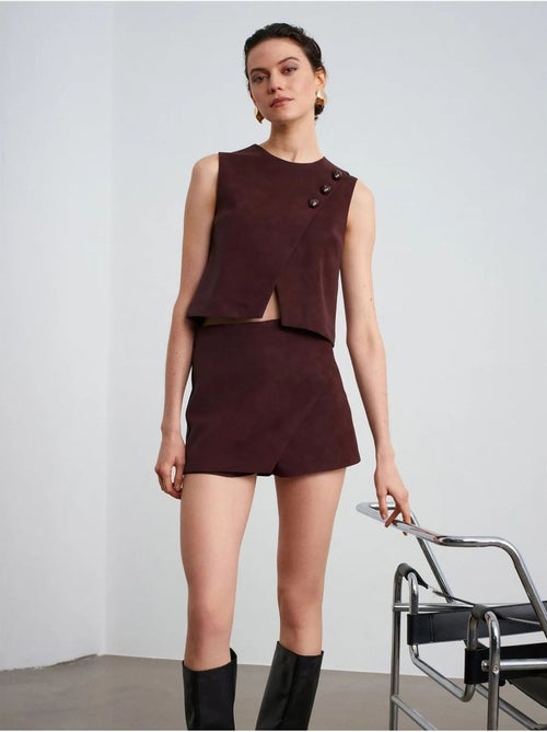 DILVIN Gilet Court En Simili Cuir À Boutons - Kiabi