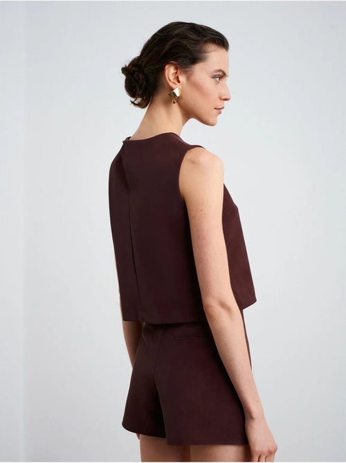 DILVIN Gilet Court En Simili Cuir À Boutons - Kiabi