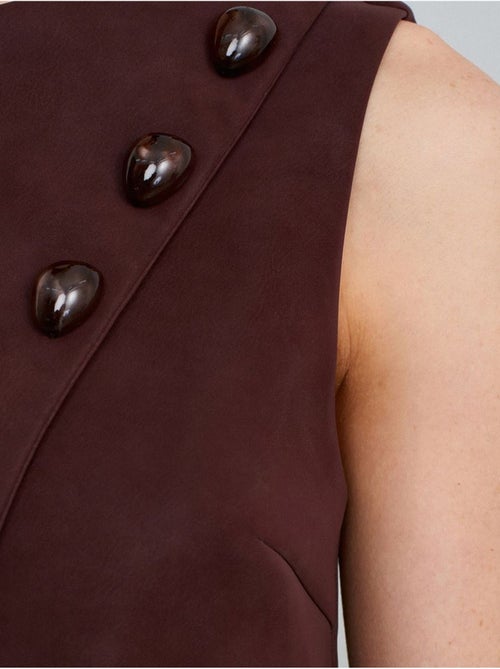 DILVIN Gilet Court En Simili Cuir À Boutons - Kiabi