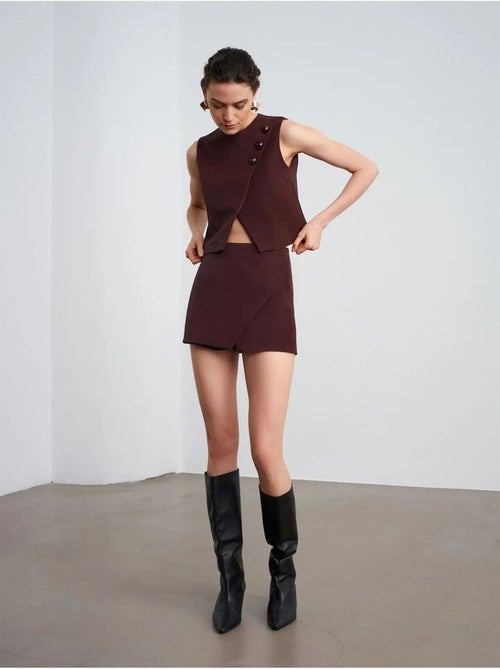 DILVIN Gilet Court En Simili Cuir À Boutons - Kiabi