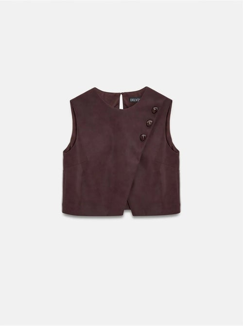 DILVIN Gilet Court En Simili Cuir À Boutons - Kiabi